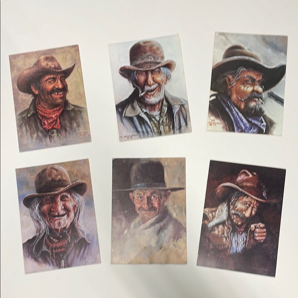 Vintage Cowboy Portrait Art Prints Set